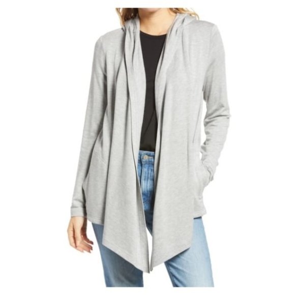 Splendid Sweaters - New Splendid Supersoft Hooded Heather Grey Cardigan NWT Small
